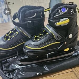Kids Black and Yellow Ice Skates